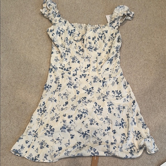 Reformation Other - Reformation Blue and White Ruched Tiered Sundress
